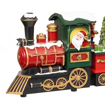VILLAGE LUMINEUX - TRAIN DU PÈRE NOËL MUSICAL ET LUMINEUX AVEC MOUVEMENT -  18 LEDS - À 3 PILES AAA NON INCLUSES