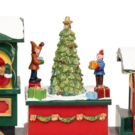 VILLAGE LUMINEUX - TRAIN DU PÈRE NOËL MUSICAL ET LUMINEUX AVEC MOUVEMENT -  18 LEDS - À 3 PILES AAA NON INCLUSES