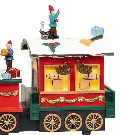 VILLAGE LUMINEUX - TRAIN DU PÈRE NOËL MUSICAL ET LUMINEUX AVEC MOUVEMENT -  18 LEDS - À 3 PILES AAA NON INCLUSES