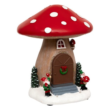 VILLAGE DE NOËL - MAISON CHAMPIGNON MUSICALE ET LUMINEUSE - 12 LEDS - AVEC MOUVEMENT - À 3 PILES AA INCLUSES