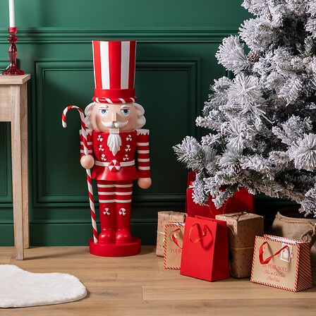 CASSE NOISETTES SUCRE D'ORGE EN MAGNÉSIE - H91CM - ROUGE ET BLANC