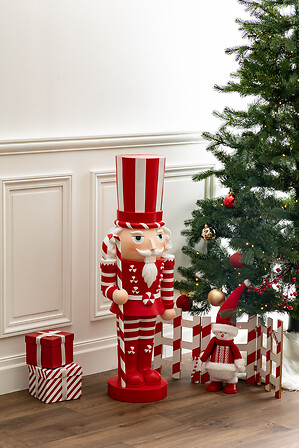 CASSE NOISETTES SUCRE D'ORGE EN MAGNÉSIE - H91CM - ROUGE ET BLANC