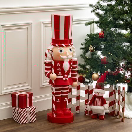 CASSE NOISETTES SUCRE D'ORGE EN MAGNÉSIE - H91CM - ROUGE ET BLANC