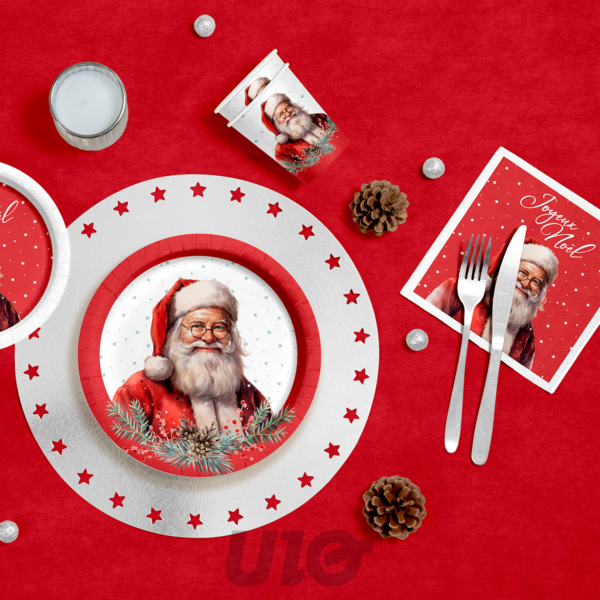 SET DE 20 SERVIETTES EN PAPIER 3 PLIS 33*33CM PERE NOEL - VENDU EN DISPLAY