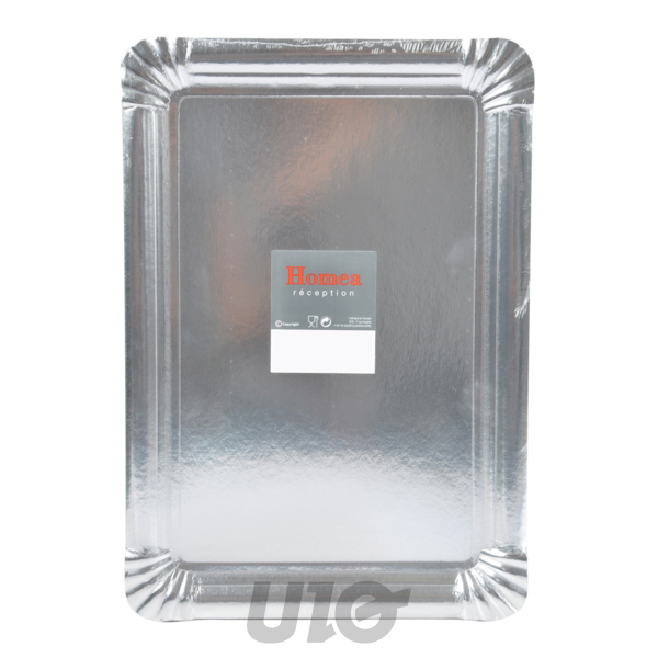 SET DE 3 PLATEAUX RECTANGLE 29*39CM ARGENT