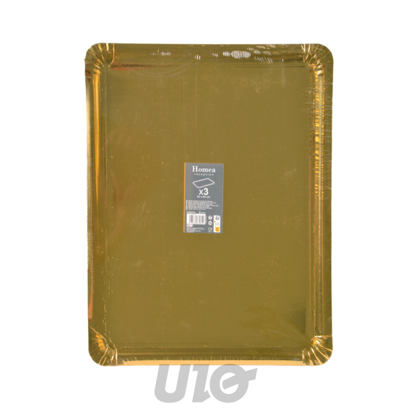 SET DE 3 PLATEAUX RECTANGLES 34*45CM OR