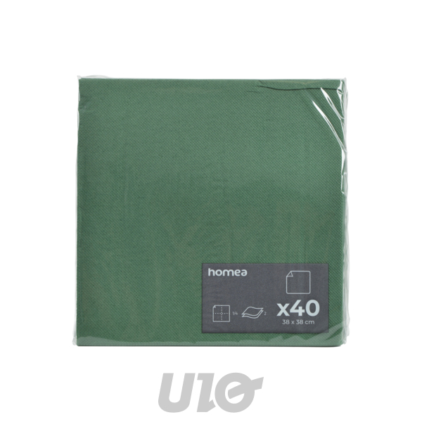 SET DE 40 SERVIETTES MICROGAUFREES VITAMINE 2 PLIS 38*38CM VERT SAPIN
