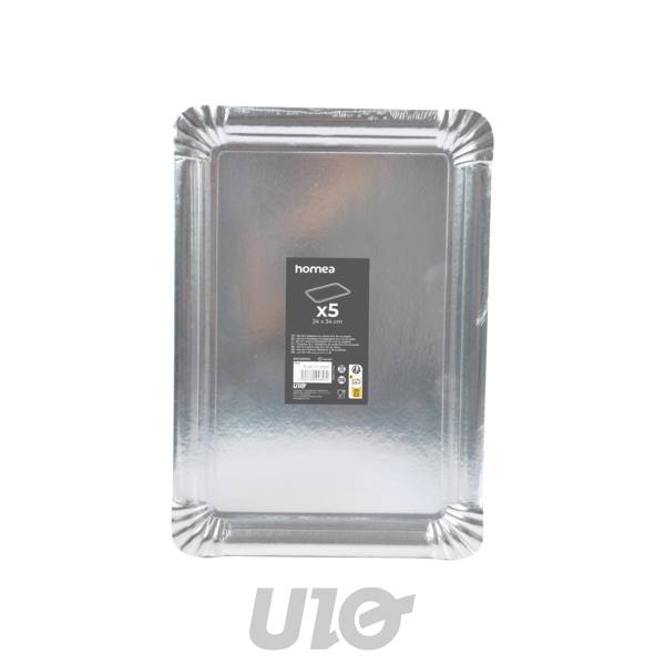 SET DE 5 PLATEAUX RECTANGLE 24*34CM ARGENT