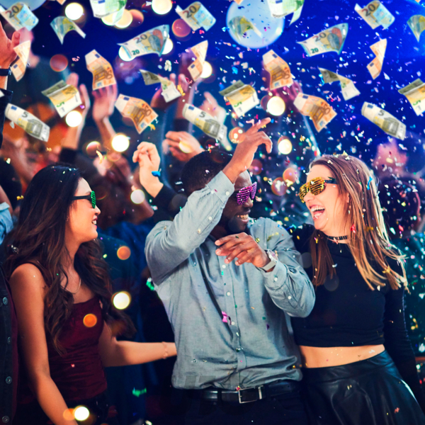 CANON A CONFETTIS BILLETS DE BANQUE EN PAPIER 27.5CM VENDU EN DISPLAY DE 15PCS