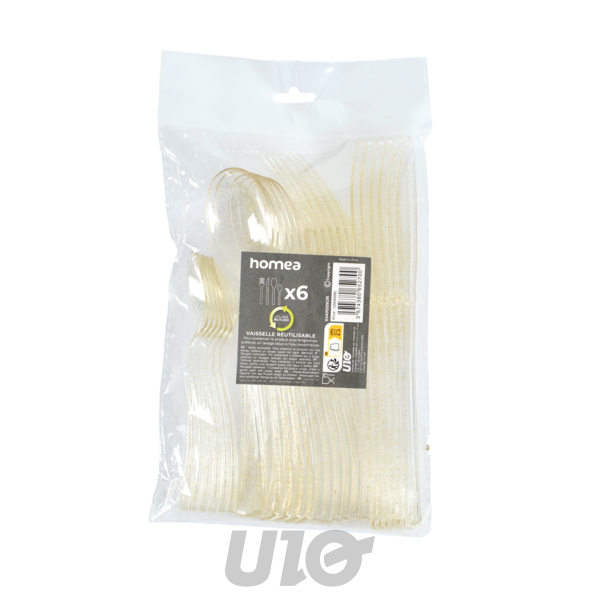 MENAGERE 6 FOURCHETTES + 6 COUTEAUX + 6 CUILLERES + 6 PETITES CUILLERES OR