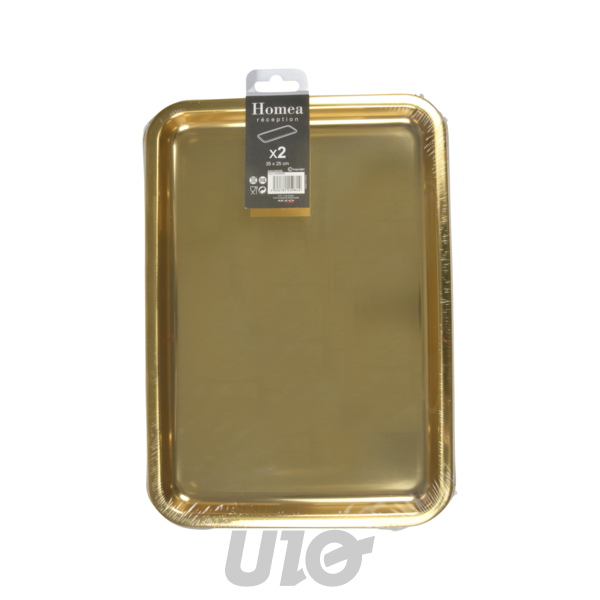 SET DE 2 PLATEAUX RECTANGLES EN PET 35*25CM OR