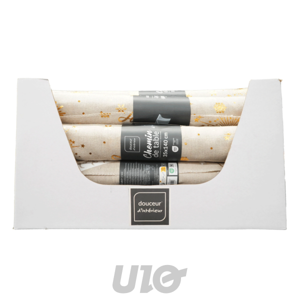 CHEMINS DE TABLE - 35x140CM  - POLYCOTON IMPRIMÉ MÉTALISÉ NOELA - 3 MODÈLES DISPONIBLES