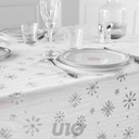 NAPPE RECTANGLE EN MICROFIBRE - 140x240CM - IMPRIMÉE MÉTALLIQUE ASTRELIA BLANC-ARGENT