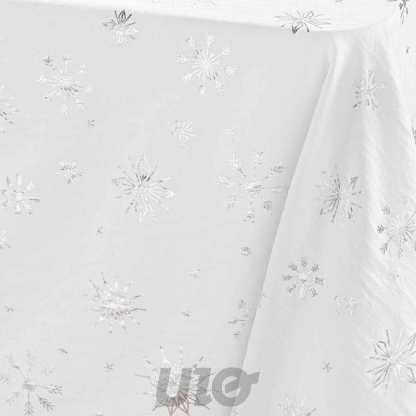 NAPPE RECTANGLE EN MICROFIBRE - 140x240CM - IMPRIMÉE MÉTALLIQUE ASTRELIA BLANC-ARGENT