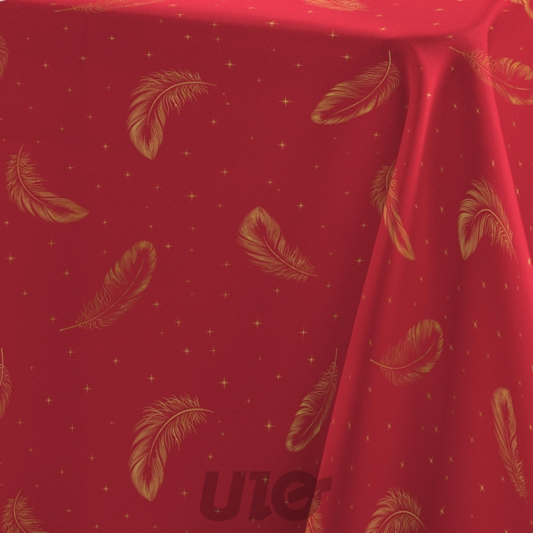 NAPPE RECTANGLE EN MICROFIBRE - 140x240CM - IMPRIMÉE METALLISÉE ADORA ROUGE-OR