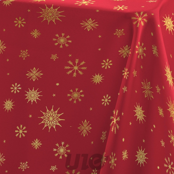 NAPPE RECTANGLE EN MICROFIBRE - 140x240CM - IMPRIMÉE MÉTALLISÉE ASTRELIA ROUGE-OR