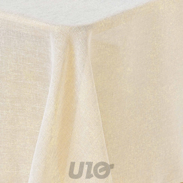 NAPPE RECTANGLE EN POLYESTER - 140x240CM - UNI AVEC FILS MÉTALLISÉS STRASS OR