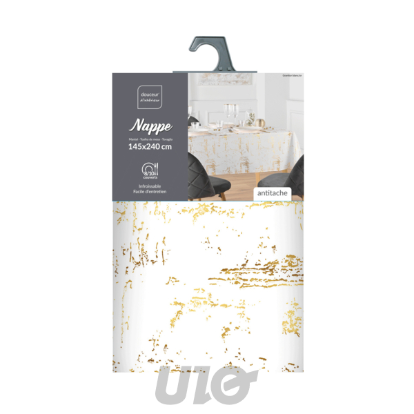 NAPPE RECTANGLE EN POLYESTER - 145x240CM - IMPRIMÉE MÉTALLISÉ GRANITOR