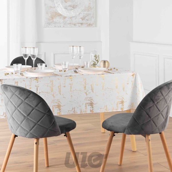 NAPPE RECTANGLE EN POLYESTER - 145x240CM - IMPRIMÉE MÉTALLISÉ GRANITOR