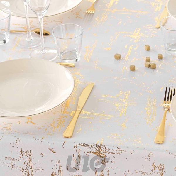 NAPPE RECTANGLE EN POLYESTER - 145x240CM - IMPRIMÉE MÉTALLISÉ GRANITOR