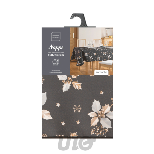 NAPPE RECTANGLE EN POLYESTER - 150x240CM - IMPRIMÉE GUIDO ANTHRACITE