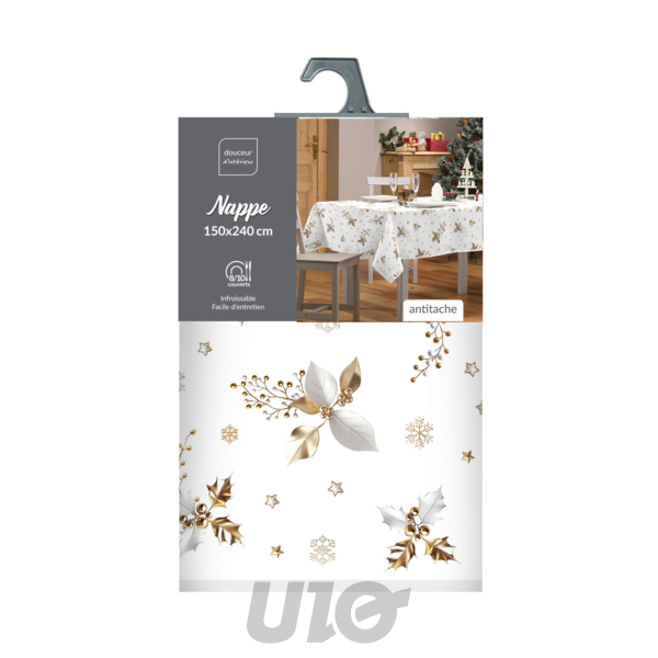 NAPPE RECTANGLE EN POLYESTER - 150x240CM -  IMPRIMÉE GUIDO BLANC