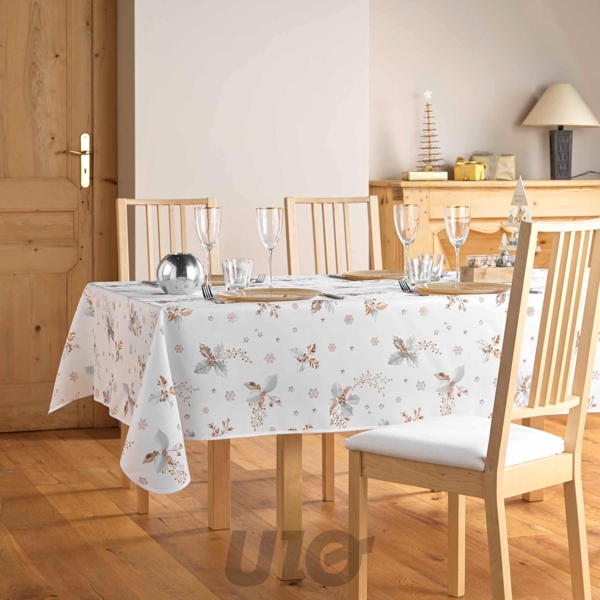 NAPPE RECTANGLE EN POLYESTER - 150x240CM -  IMPRIMÉE GUIDO BLANC