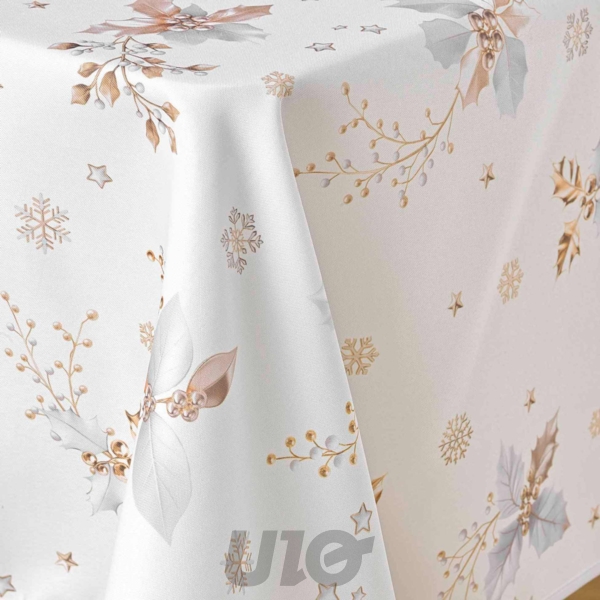 NAPPE RECTANGLE EN POLYESTER - 150x240CM -  IMPRIMÉE GUIDO BLANC