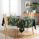 NAPPE RECTANGLE EN POLYESTER - 150x240CM - IMPRIMÉE MÉTALLISÉE BLOOMY VERT-OR