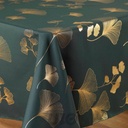 NAPPE RECTANGLE EN POLYESTER - 150x240CM - IMPRIMÉE MÉTALLISÉE BLOOMY VERT-OR