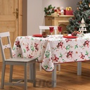 NAPPE RECTANGLE EN POLYESTER - 150x240CM - IMPRIMÉE PÈRE NOËL BLANC