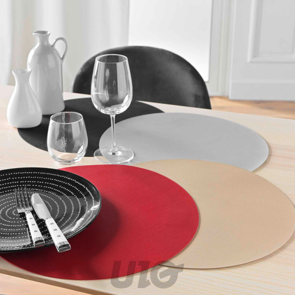 SET DE TABLE - D38CM - IMITATION CUIR GRANIS OR