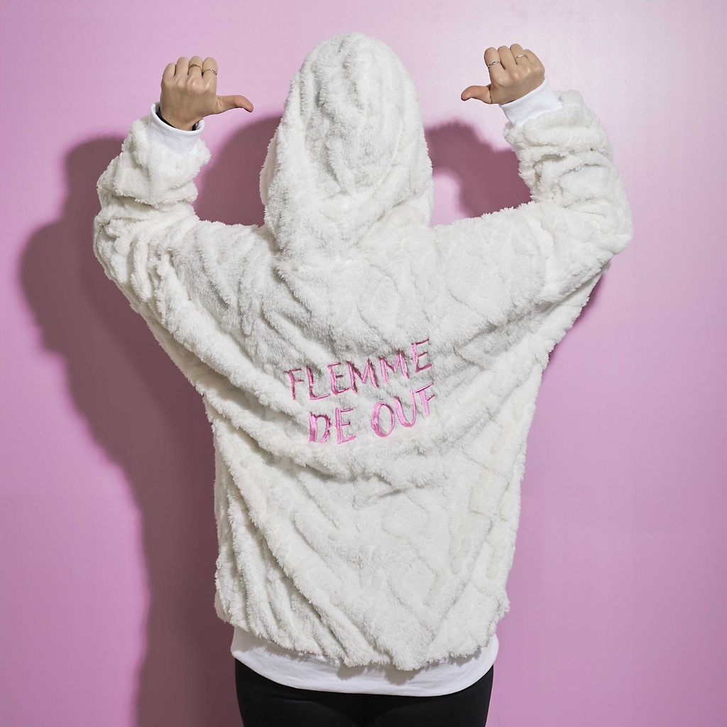 SWEAT À CAPUCHE HOODIE FLEMME DE OUF BLANC