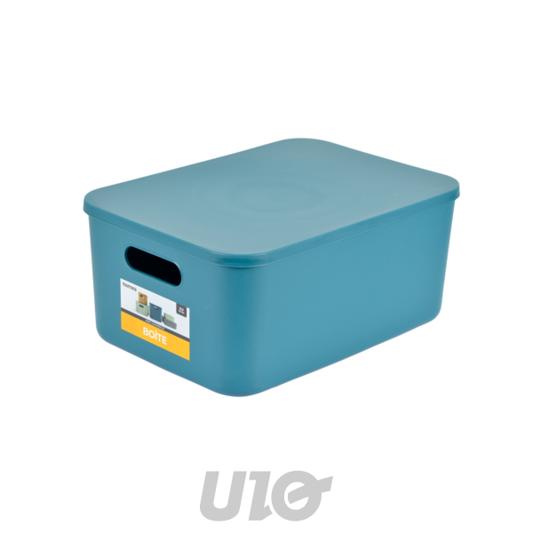 BOITE AVEC COUVERCLE PLASTIQUE 10,5L 35.5*25.5*H.16CM EMERAUDE