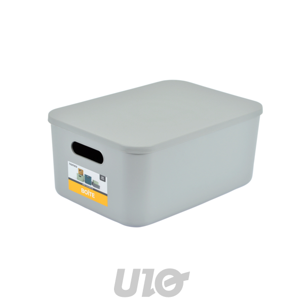 BOITE AVEC COUVERCLE PLASTIQUE 10,5L 35.5*25.5*H.16CM GRIS