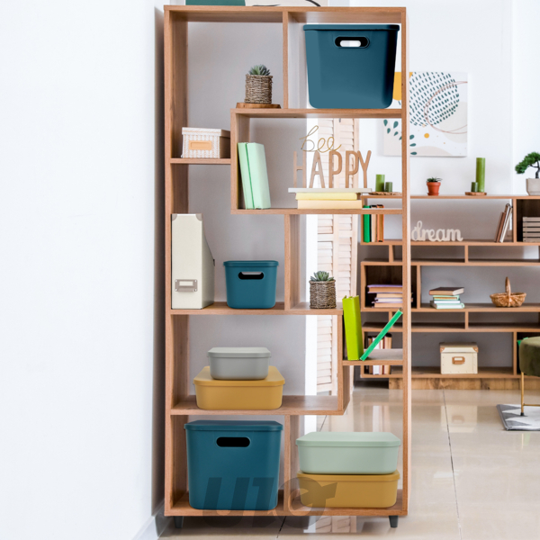 BOITE AVEC COUVERCLE PLASTIQUE 15,5L 35.5*25.5*H.23CM OCRE