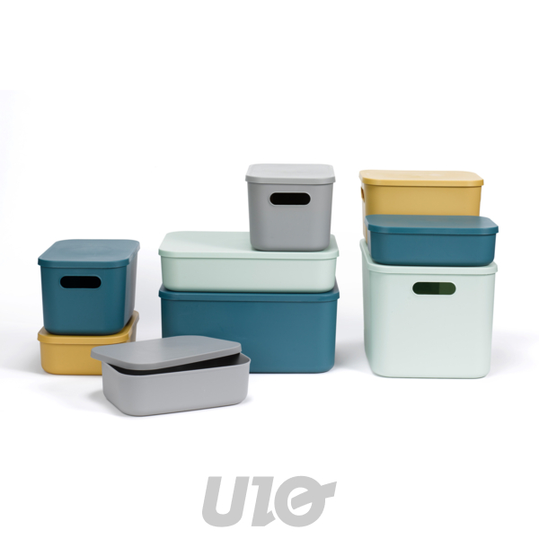 BOITE AVEC COUVERCLE PLASTIQUE 15,5L 35.5*25.5*H.23CM OCRE