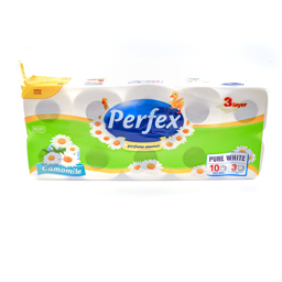 PERFEX PAPIER TOILETTE 10 ROULEAUX 3 PLIS CAMOMILLE