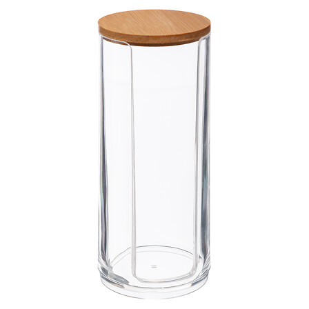 5Five Distributeur Cotons Selena Transparent Couvercle Bambou