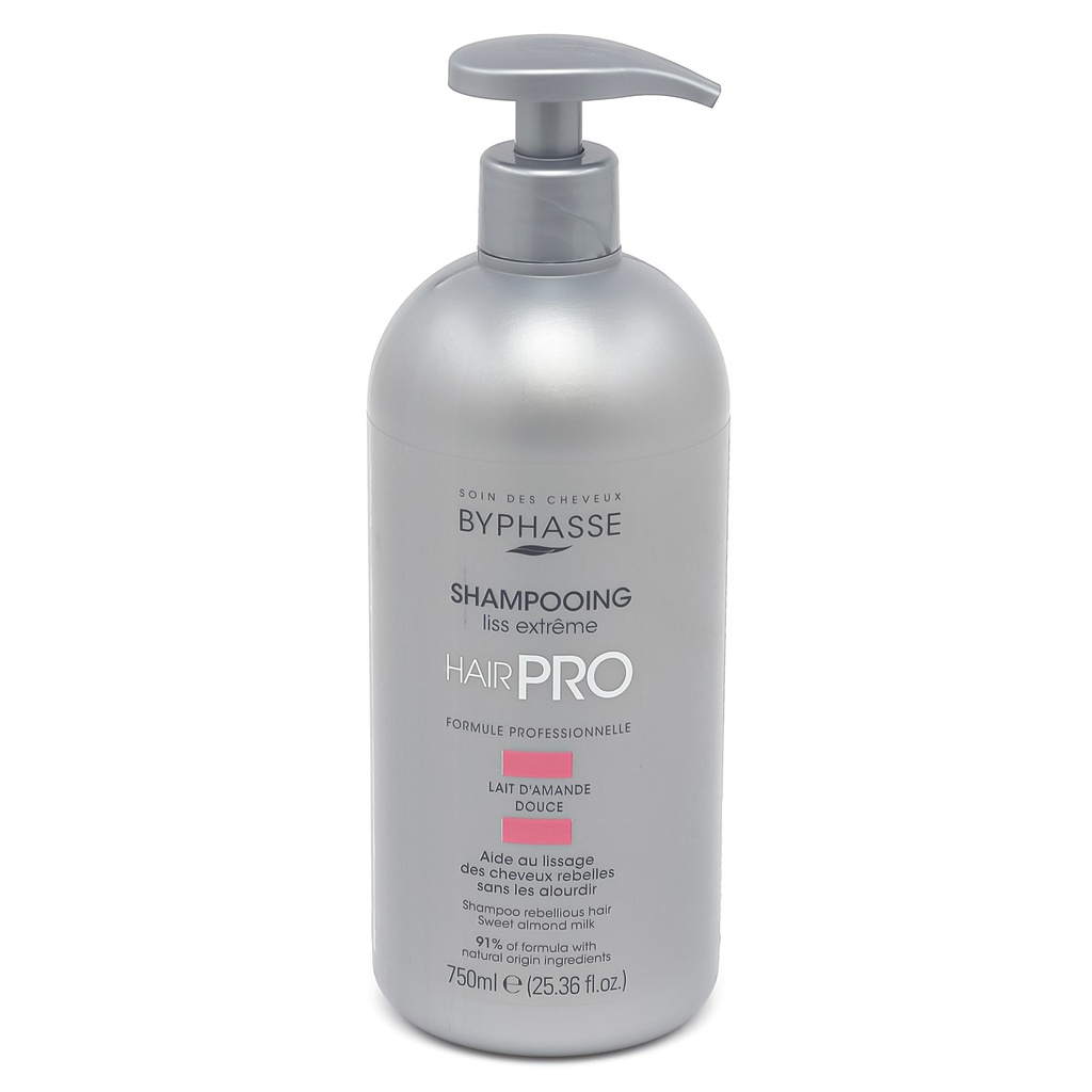 Byphasse shampoo 750mlHair pro rebellious hair sweet almond milk with pump