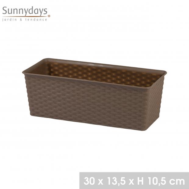 GARDEN & PLASTIC - JARDINIERE PLASTIQUE EFFET ROTIN 24 30X13,5XH10,5CM MOCHA
