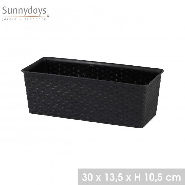GARDEN & PLASTIC - JARDINIERE PLASTIQUE EFFET ROTIN 24 30X13,5XH10,5CM LICORICE