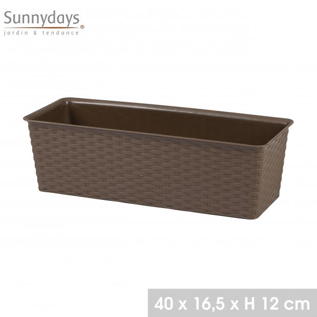 GARDEN & PLASTIC - JARDINIERE PLASTIQUE EFFET ROTIN 12 40X16,5XH12CM MOCHA