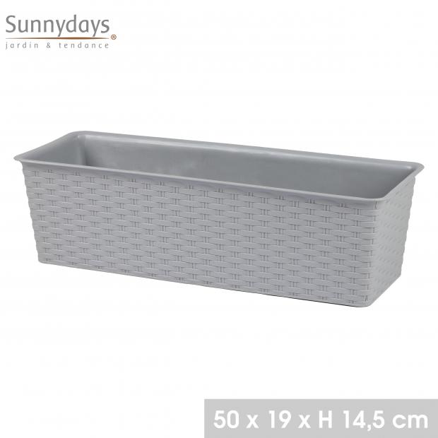 GARDEN & PLASTIC - JARDINIERE PLASTIQUE EFFET ROTIN 12 50X19XH14,5CM TITANIUM