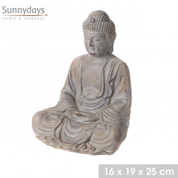 "MON JARDIN" STATUETTE BOUDDHA EN RESINE 16X19XH25CM