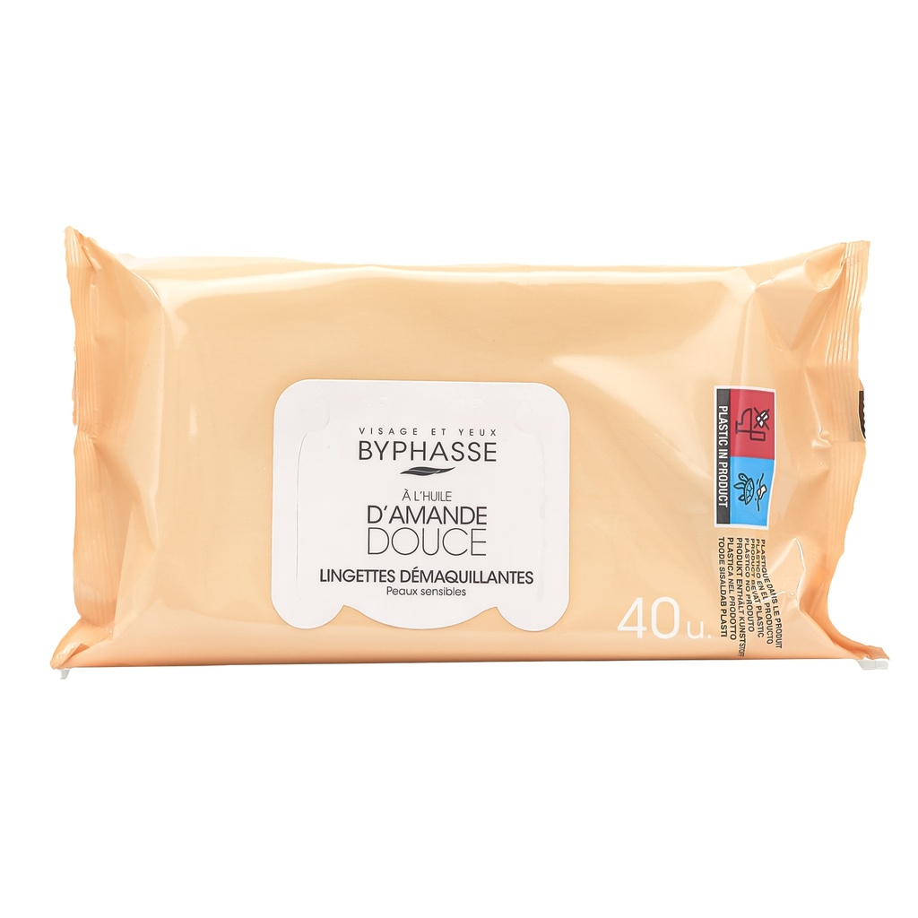 Byphasse make-up remover wipes sweet almond oil 40pcs