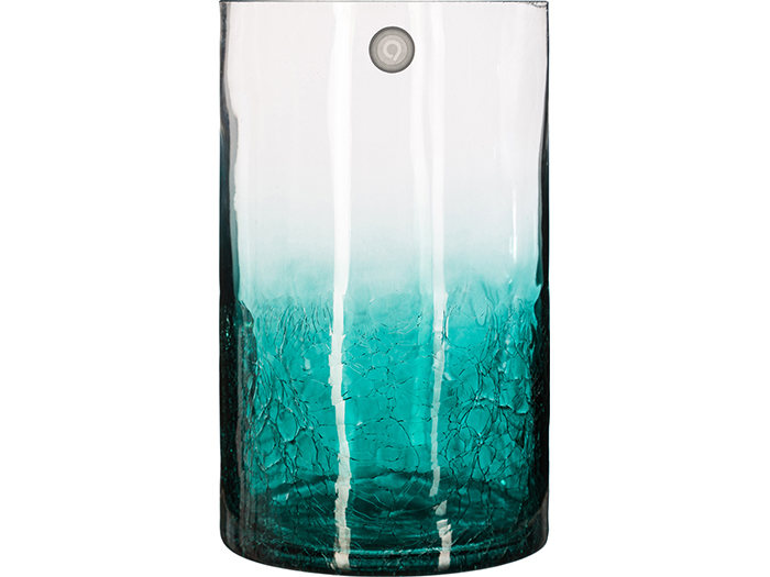 VASE CYLINDRIQUE EN VERRE CRAQUELÉ -  ARIS - H20CM
