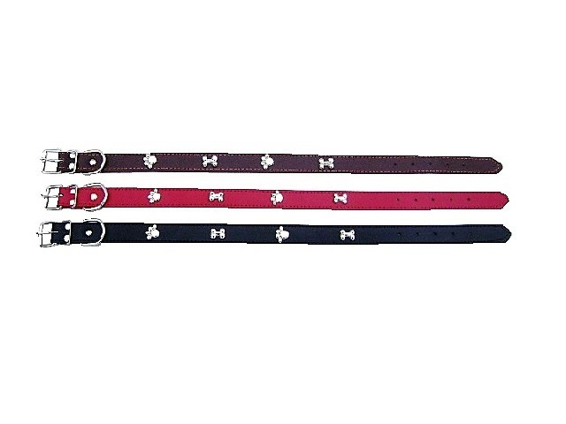 COLLIER CUIR 20MM DECORS METAL