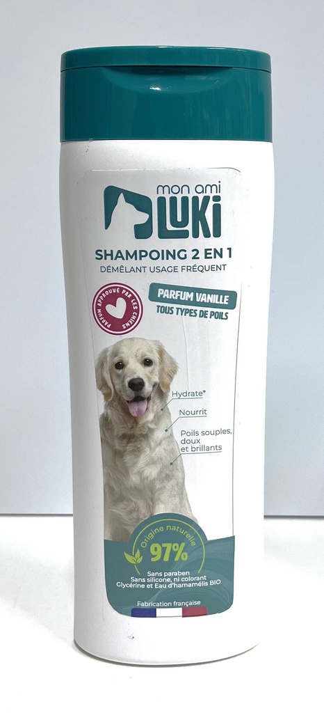 SHAMPOING 2 EN 1 CHIENS USAGE FREQUENTS TRES DOUX VANILLE 300ML