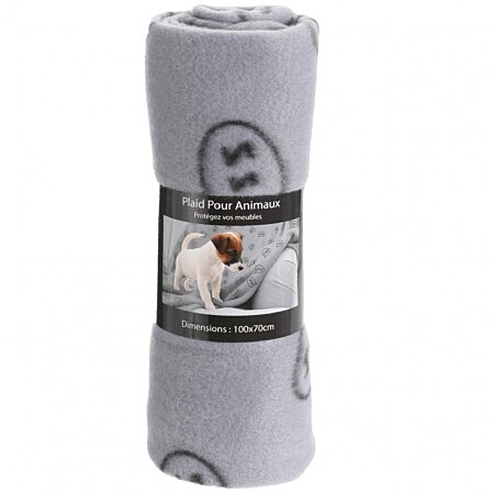 PLAID IMPRIME 100X70CMS DISPLAY DE 12 GRIS